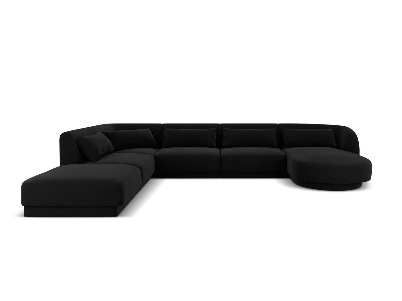Coltar panoramic stanga 6 locuri, Tulum, Cosmopolitan Design, 330x255x70 cm, catifea, negru - imagine 6